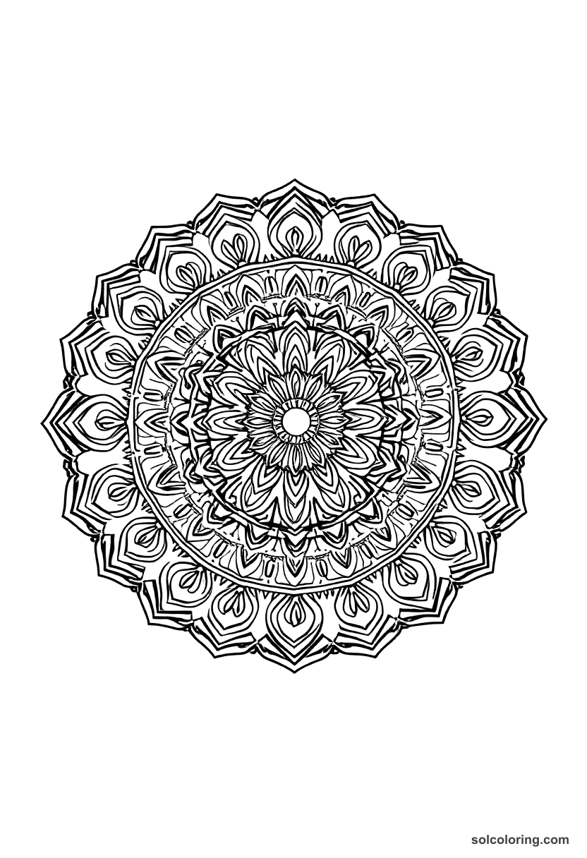 Mandala Ancient Mesopotamian Hanging Gardens coloring page, free printable mandala style