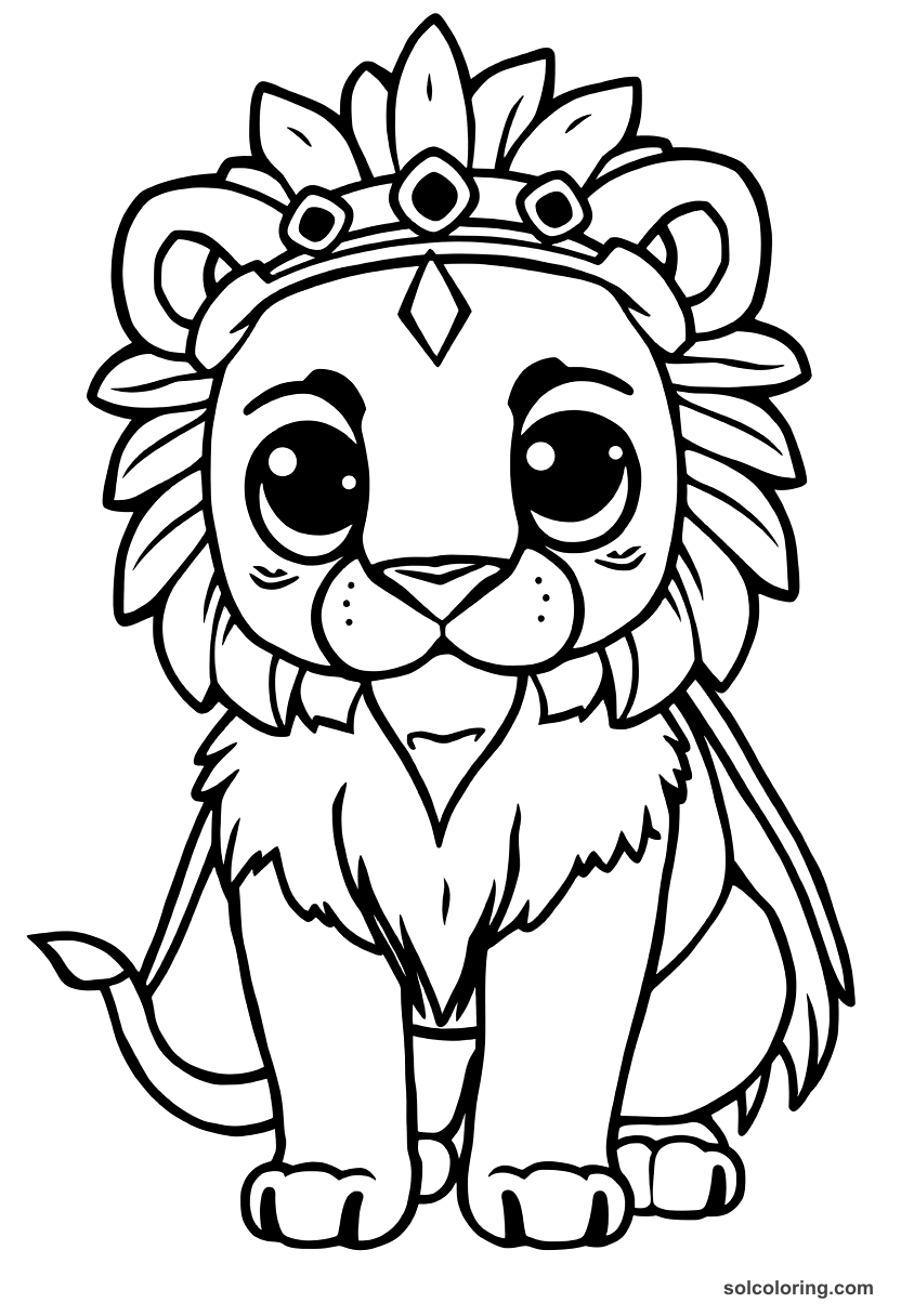 Chibi Ancient Mesopotamian Royal Lion Hunt coloring page, free printable chibi style