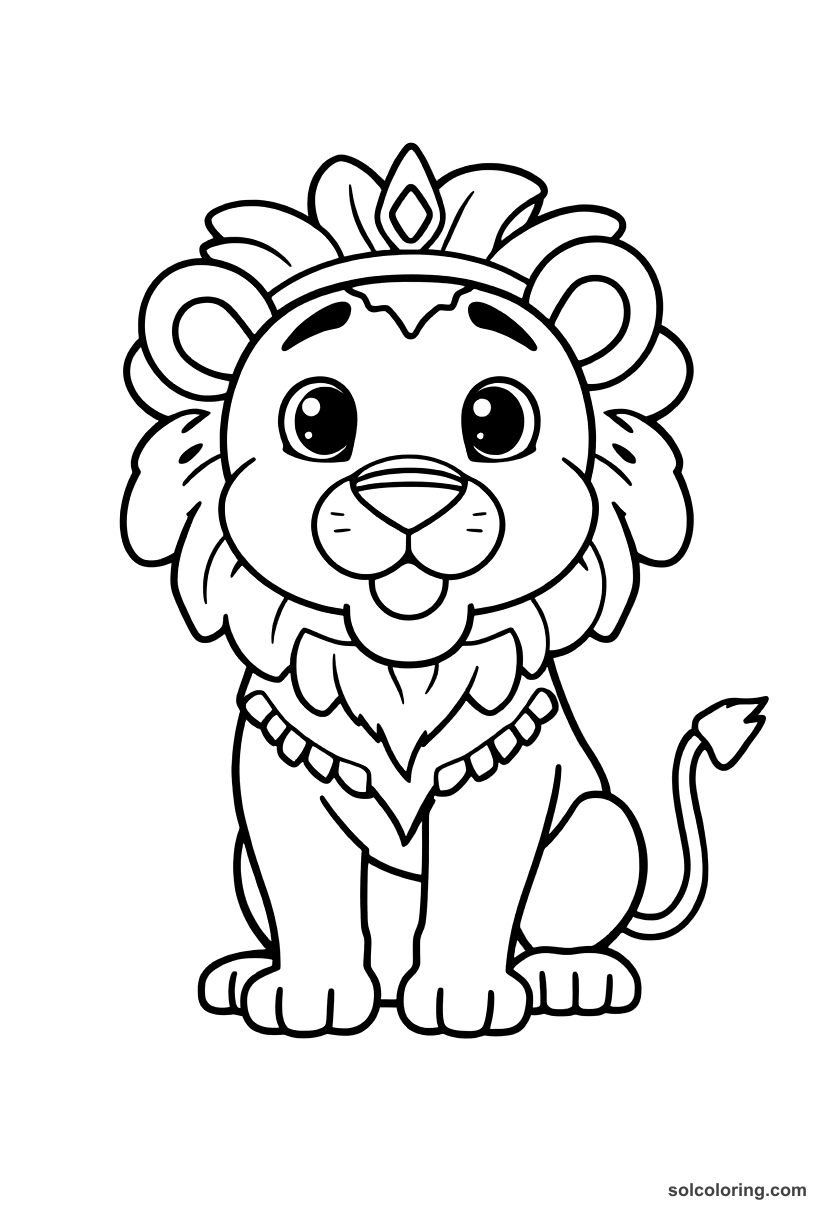 Cute Cartoon Ancient Mesopotamian Royal Lion Hunt coloring page, free printable cute cartoon style