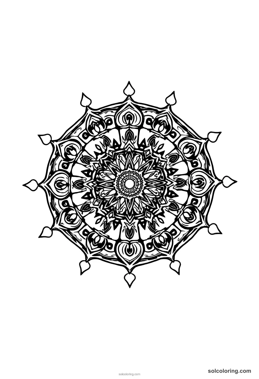 Mandala Ancient Norse Mythological Feast in Valhalla mandala coloring page for kids
