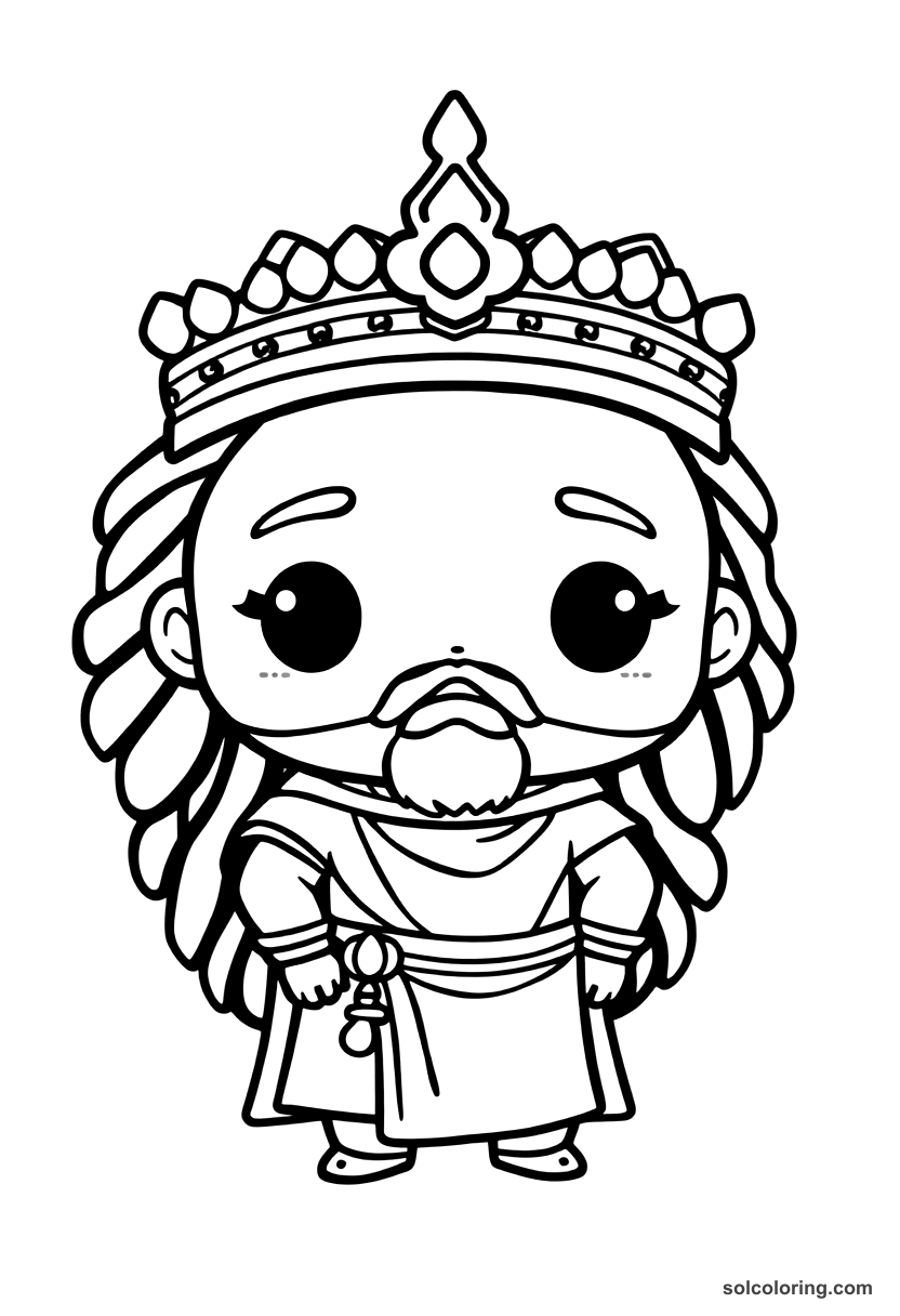 Chibi Ancient Persian Royal Court of Darius coloring page, free printable chibi style