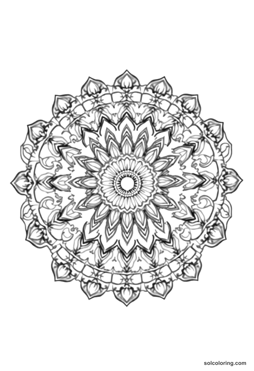 Mandala Ancient Persian Royal Court of Darius coloring page, free printable mandala style