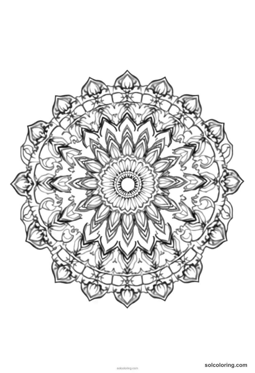 Mandala Ancient Persian Royal Court of Darius mandala coloring page for kids