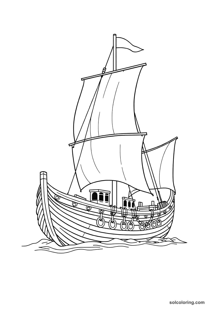 Ancient Phoenician Trading Ship coloring pages
