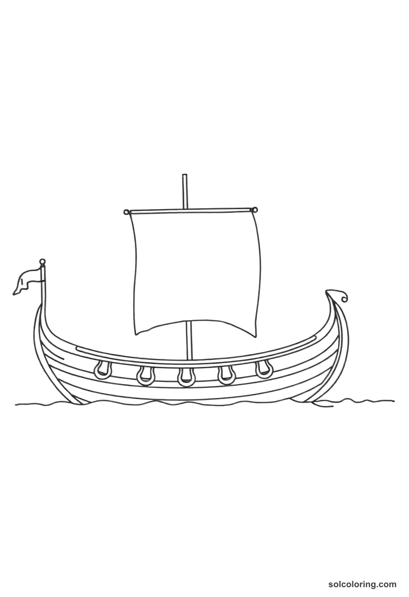 Simple Ancient Phoenician Trading Ship coloring page, free printable simple style