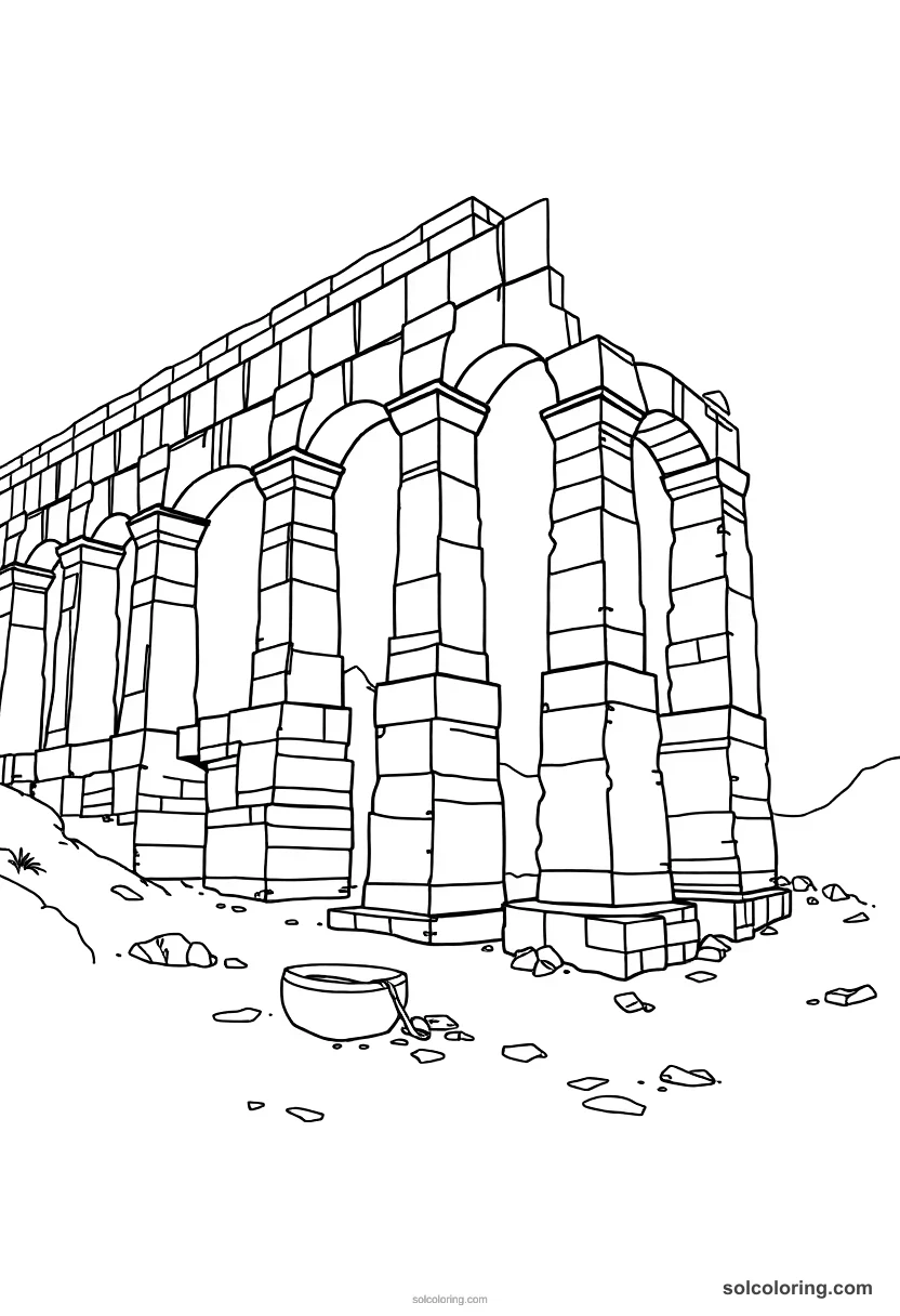 Ancient Roman Aqueduct Construction coloring pages