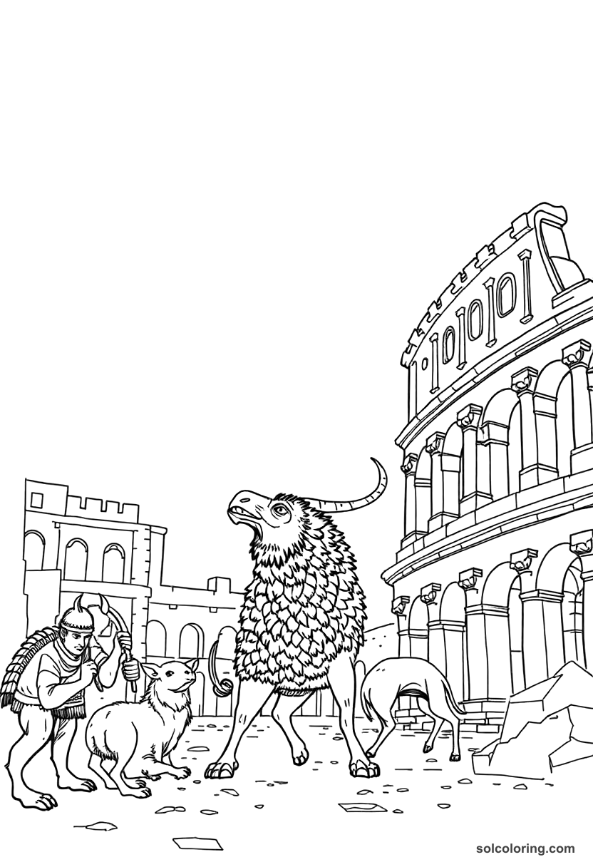 Ancient Roman Colosseum Animal Hunt coloring pages