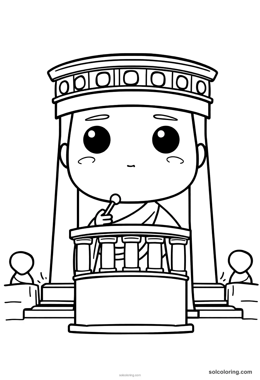 Chibi Ancient Roman Forum Debate chibi coloring page for kids