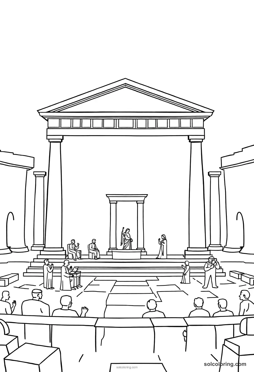 Simple Ancient Roman Forum Debate simple coloring page for kids
