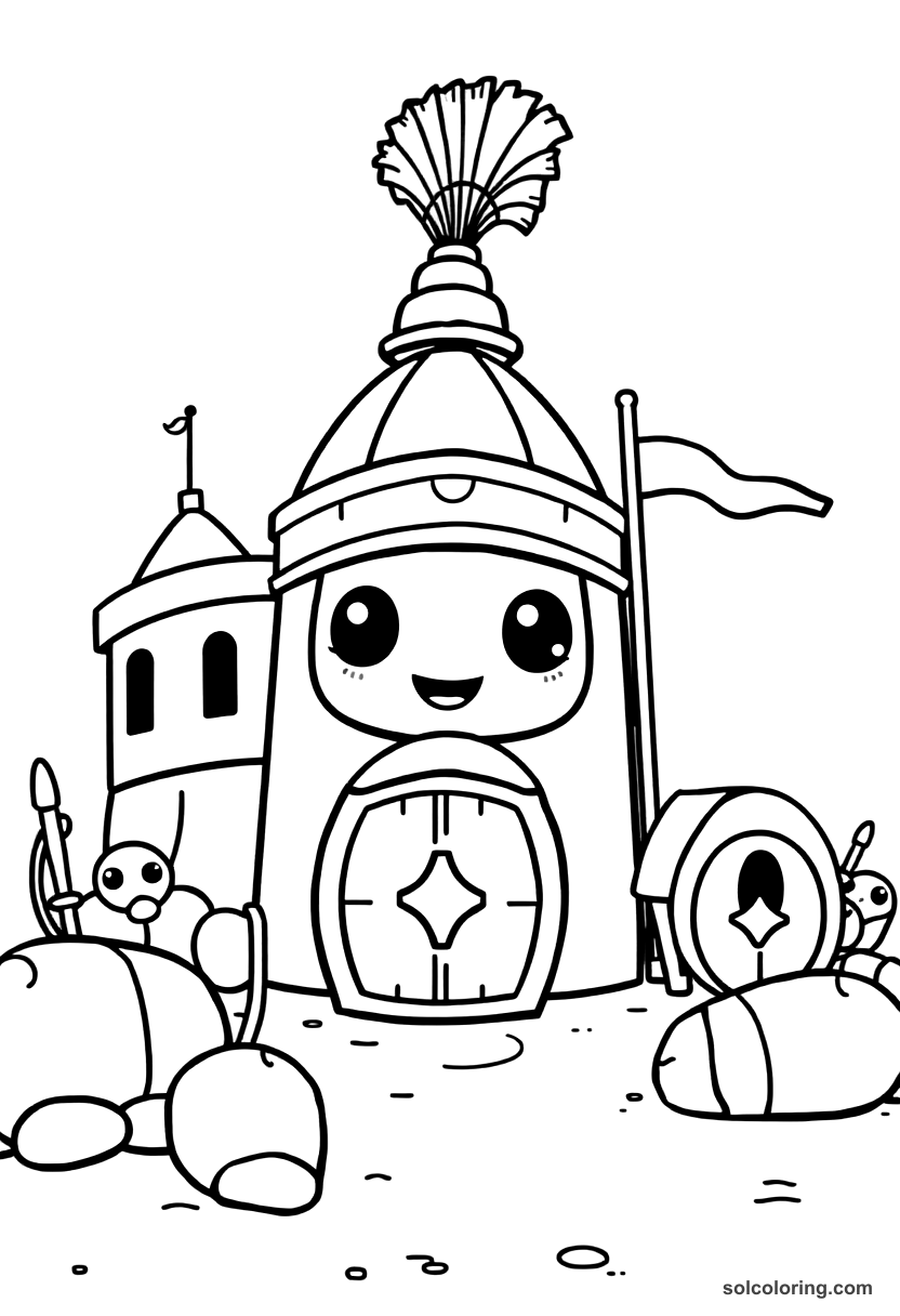 Cute Cartoon Ancient Roman Military Camp coloring page, free printable cute cartoon style