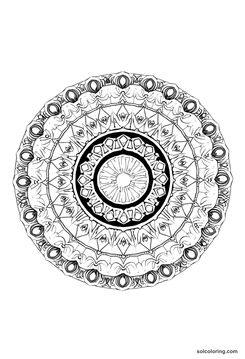 Mandala Ancient Roman Military Camp coloring page, free printable mandala style