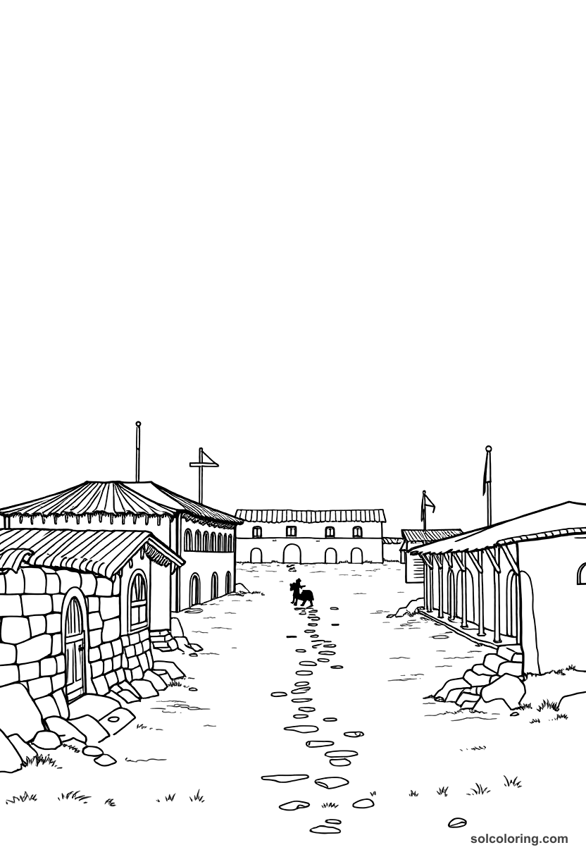 Simple Ancient Roman Military Camp coloring page, free printable simple style