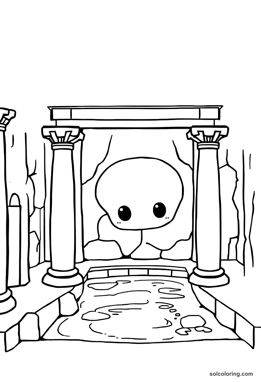 Chibi Ancient Roman Public Bath coloring page, free printable chibi style