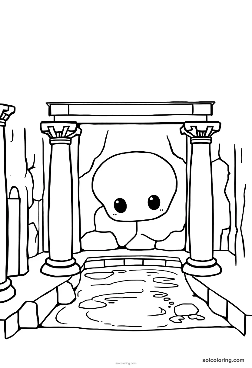 Chibi Ancient Roman Public Bath chibi coloring page for kids
