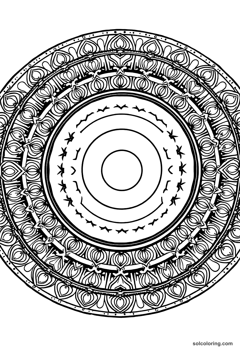 Mandala Ancient Roman Public Bath coloring page, free printable mandala style