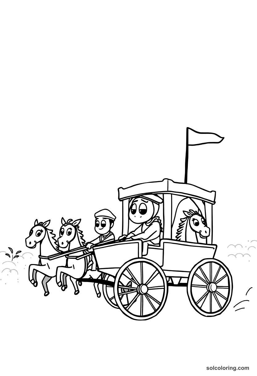 Cute Cartoon Ancient Rome Chariot Race at the Circus Maximus coloring page, free printable cute cartoon style