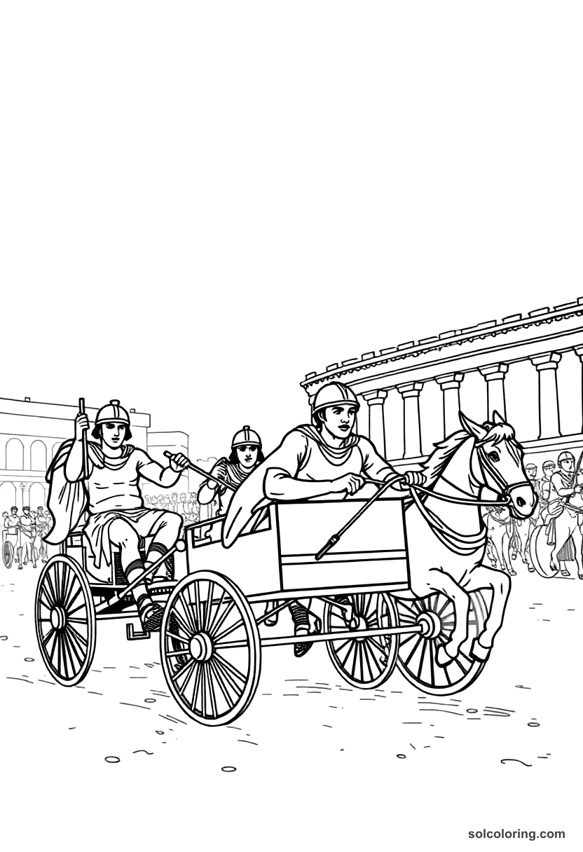 Ancient Rome Chariot Race At The Circus Maximus coloring pages