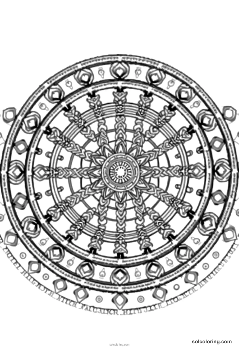 Mandala Ancient Scythian Warrior Burial Mound Ritual mandala coloring page for kids