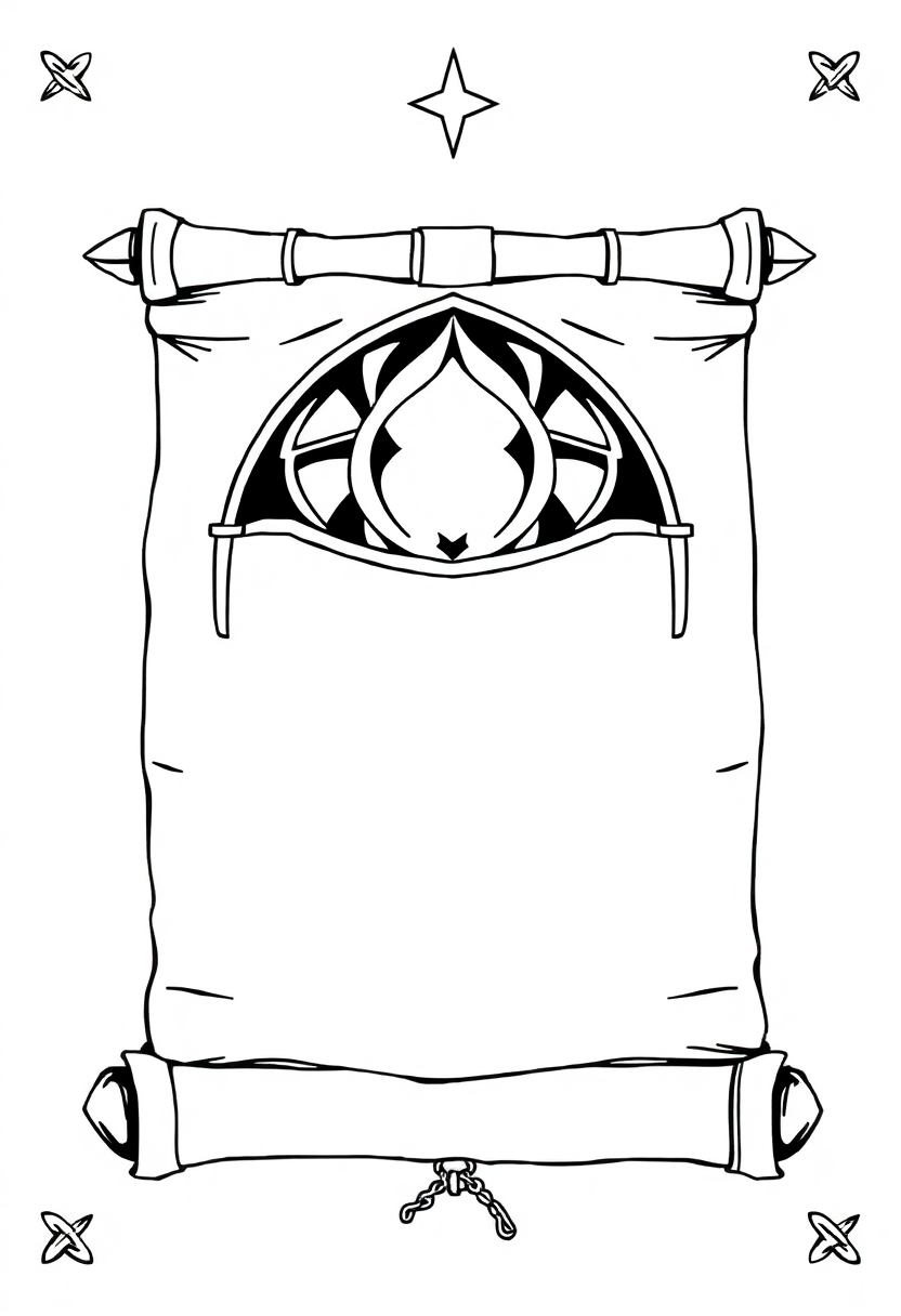 Ancient Spell Scrolls coloring page for kids