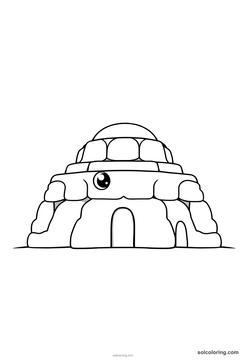 Cute Cartoon Ancient Sumerian Ziggurat Construction cute cartoon coloring page for kids
