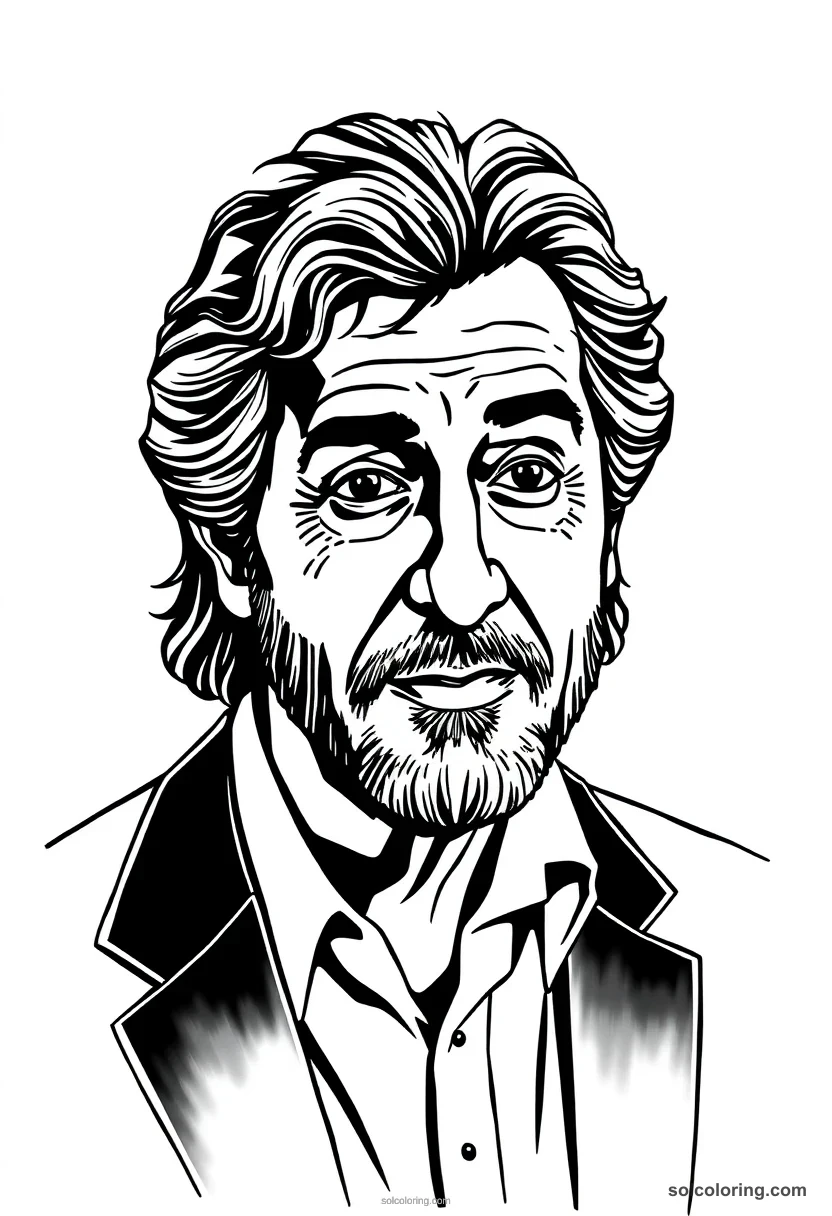 Caricature Andrea Bocelli caricature coloring page for kids