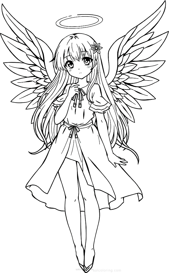 Angel Wings Magical Girl coloring page for kids