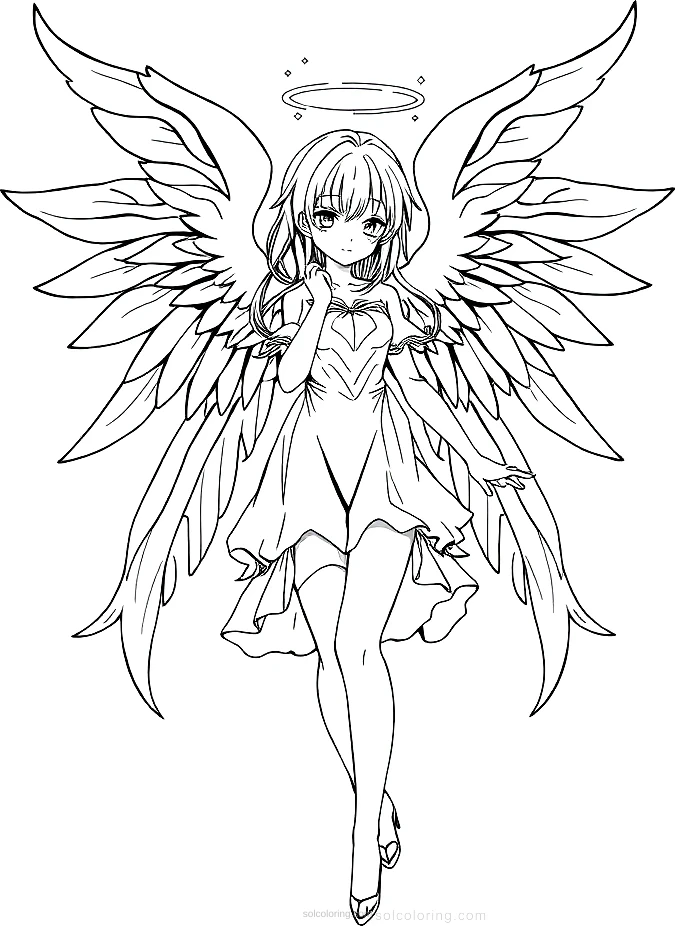 Angel Wings Magical Girl coloring page for kids