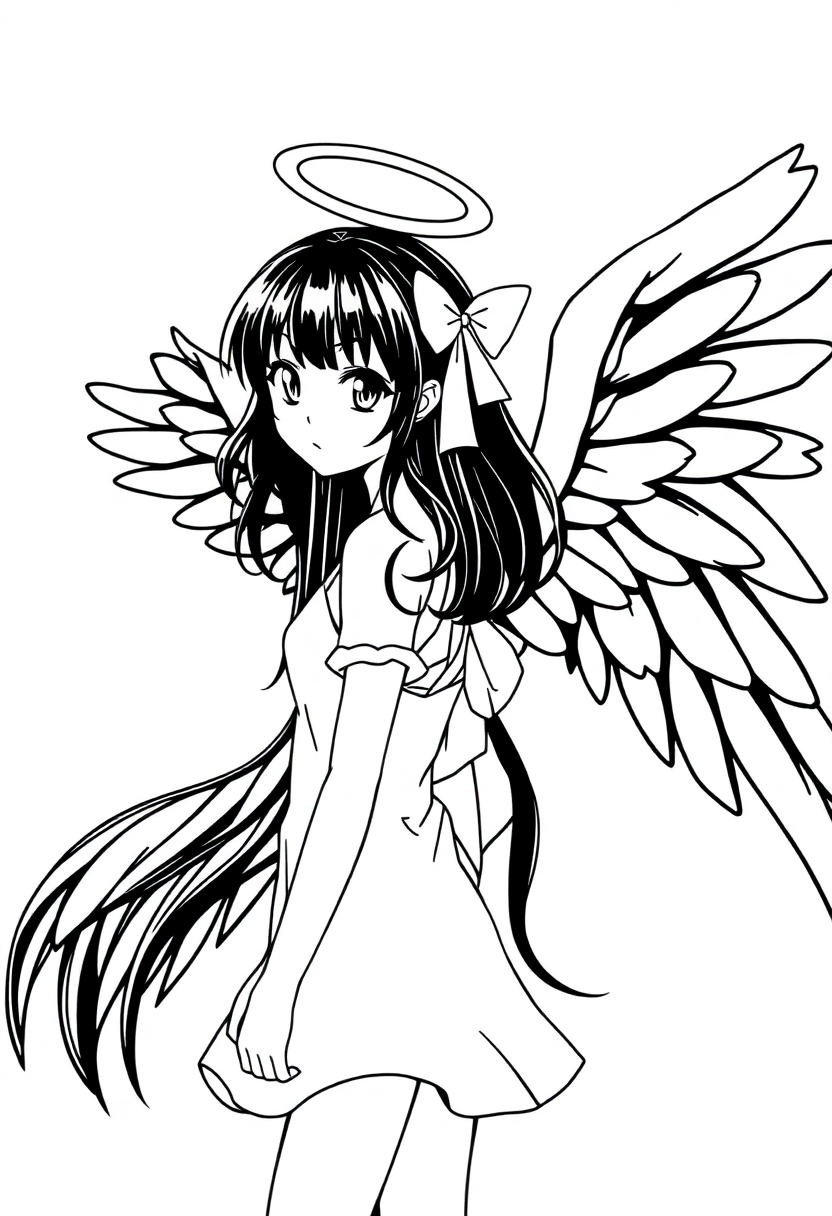 Angel Wings Magical Girl coloring page, free printable
