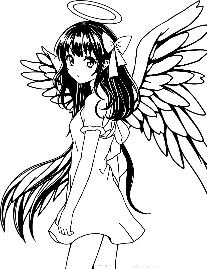 Angel Wings Magical Girl coloring page for kids