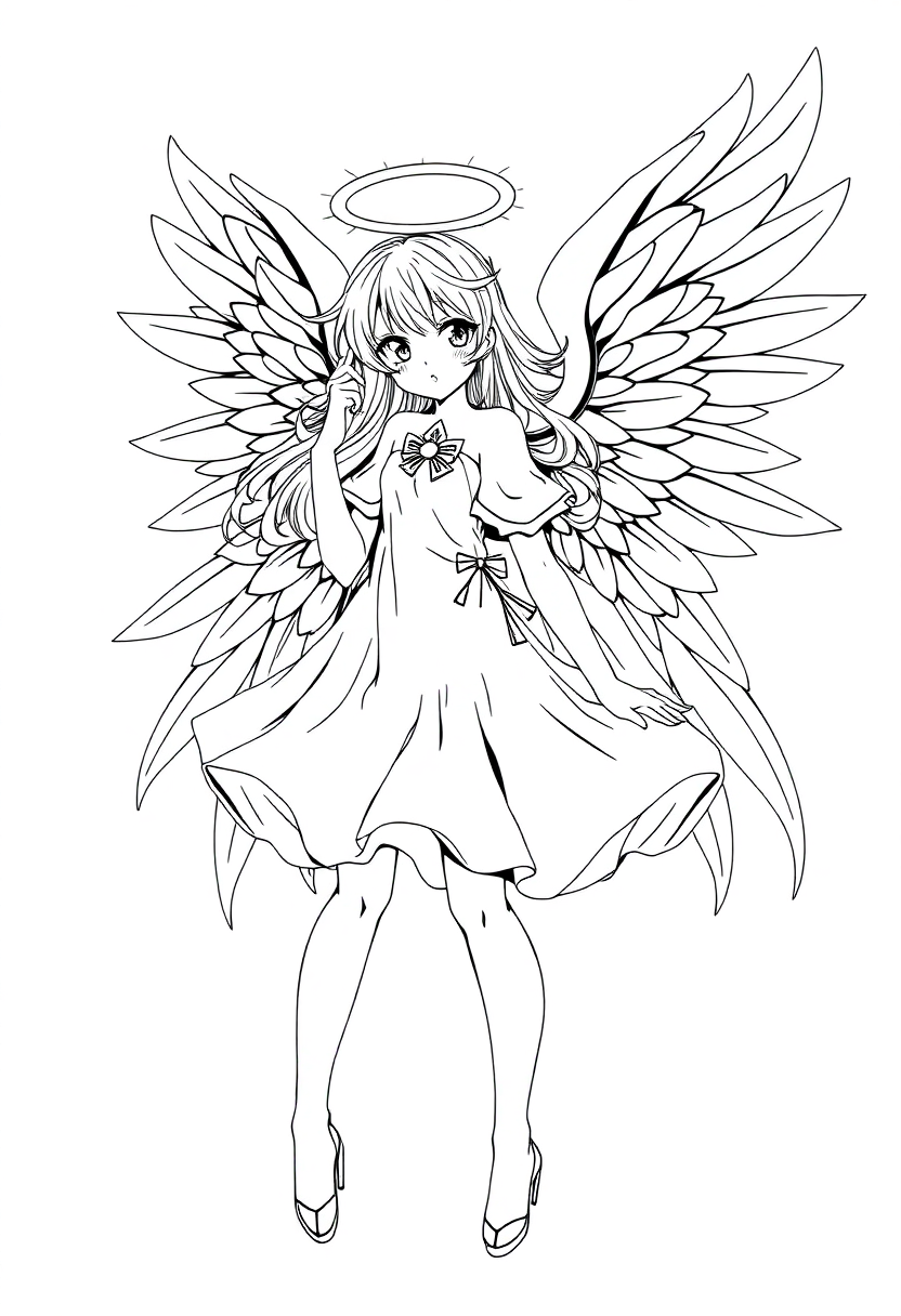 Angel Wings Magical Girl coloring page, free printable