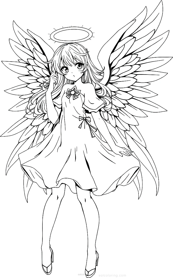Angel Wings Magical Girl coloring page for kids