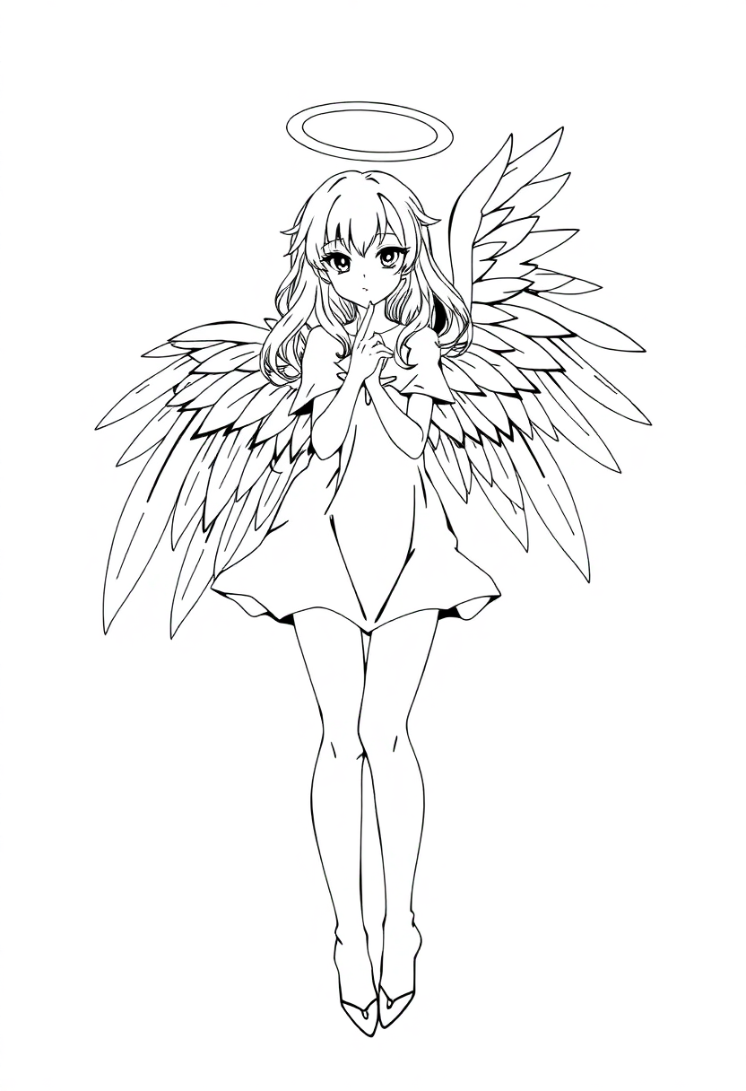 Angel Wings Magical Girl coloring page, free printable