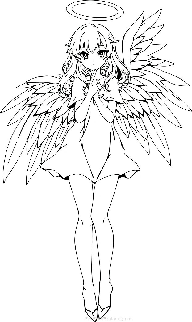 Angel Wings Magical Girl coloring page for kids