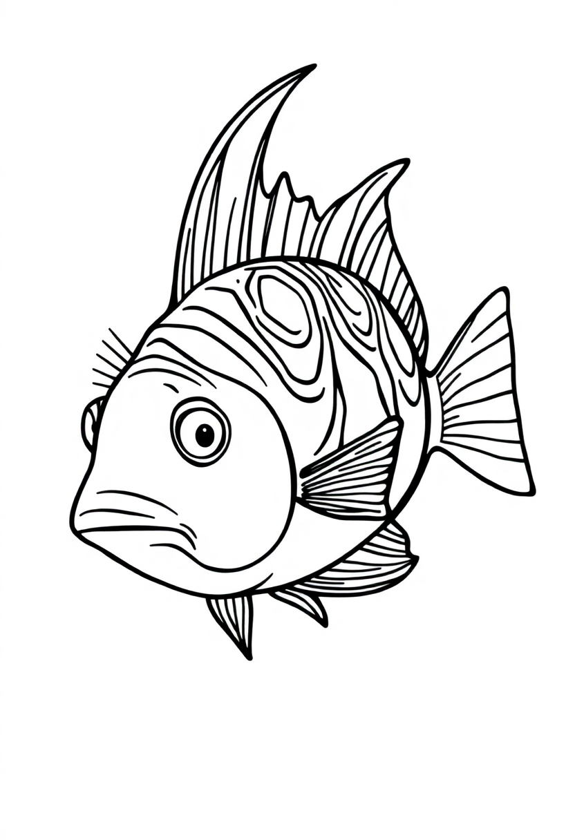 Angelfish coloring page, free printable standard style for kids and adults