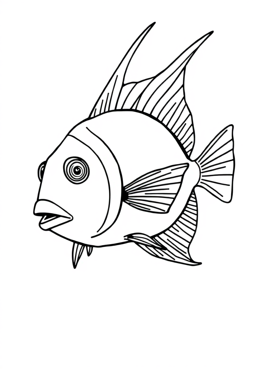 Angelfish coloring page, free printable