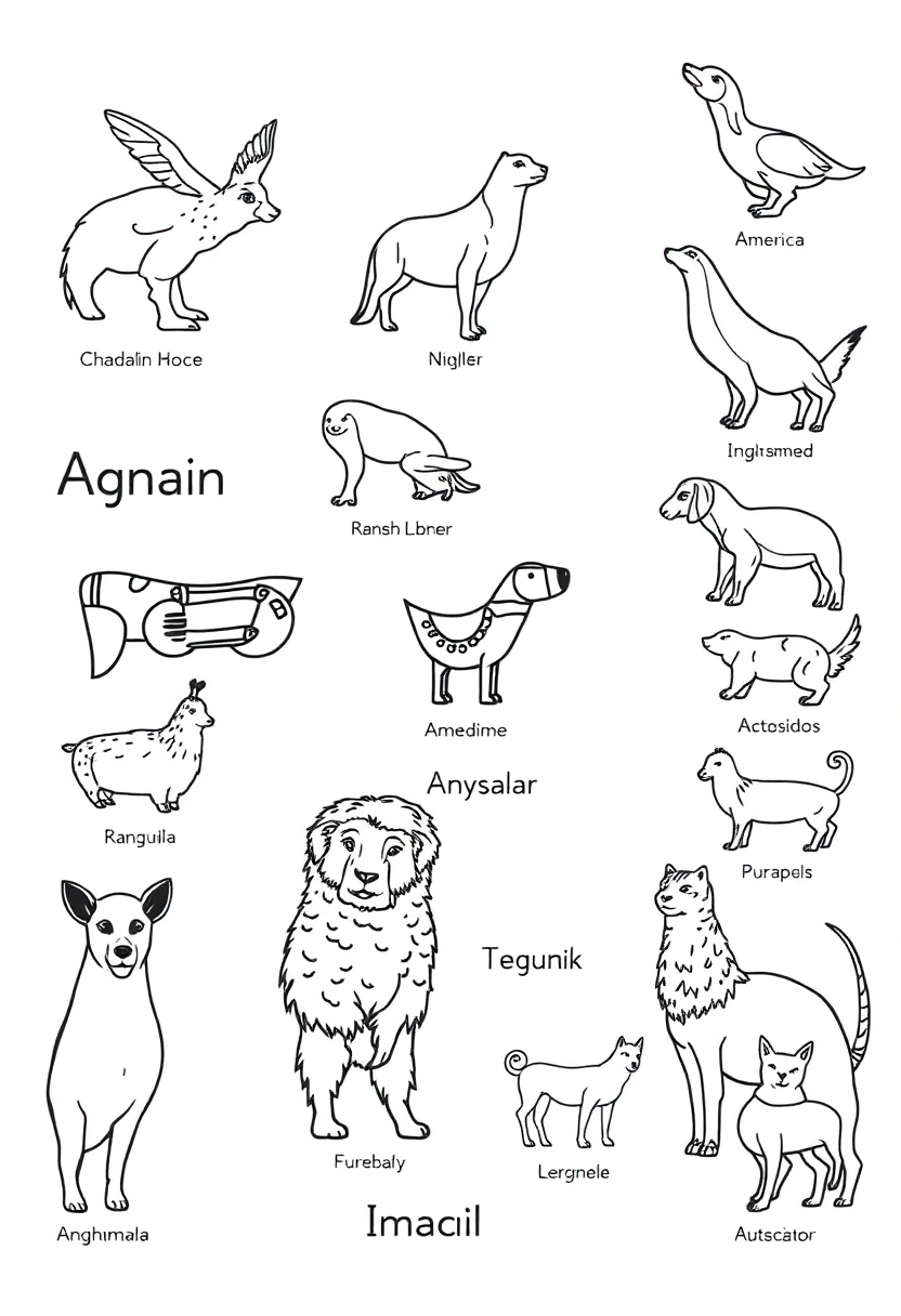 Animal Names coloring page for kids
