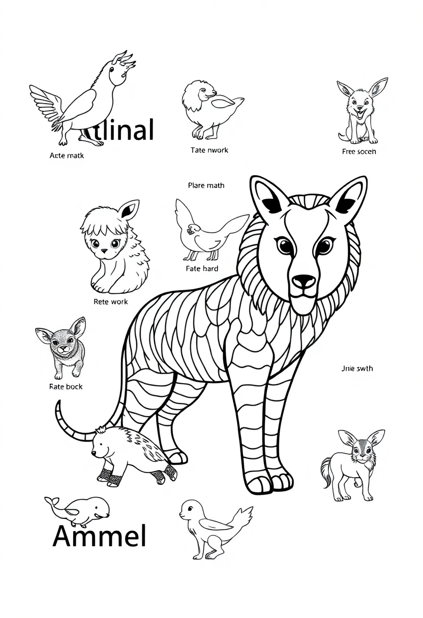 Animal Names coloring page for kids