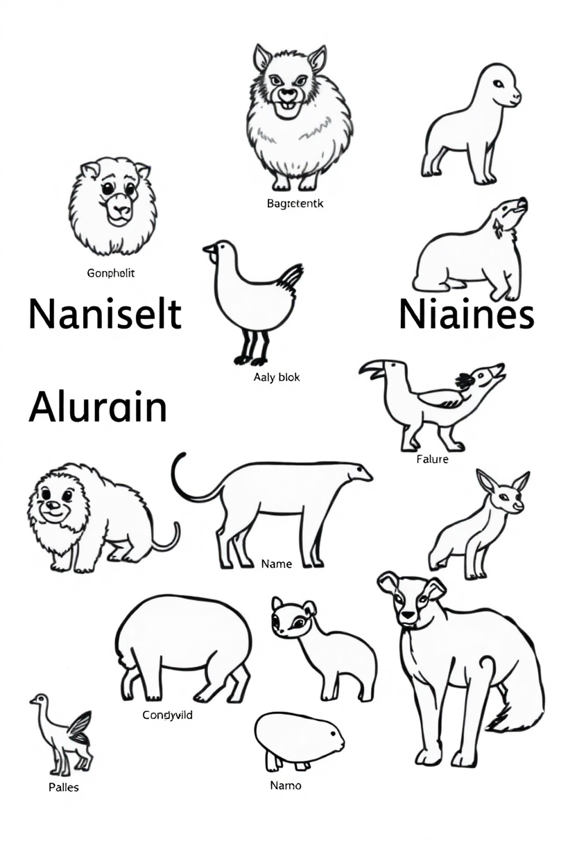 Animal Names coloring page for kids