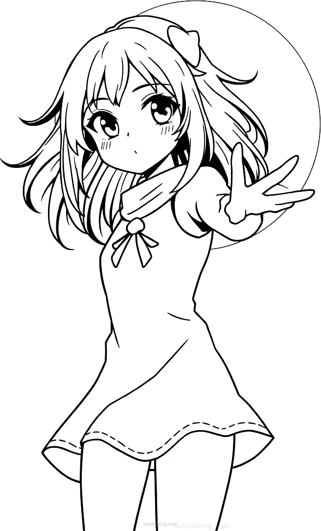 Anime Girl With Moon Powers coloring page for kids