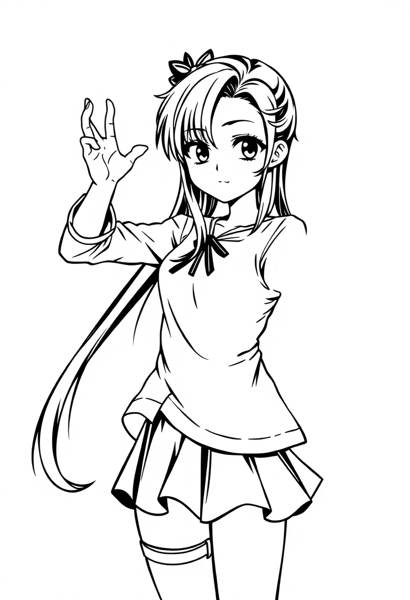 Anime Girl with Moon Powers coloring page, free printable