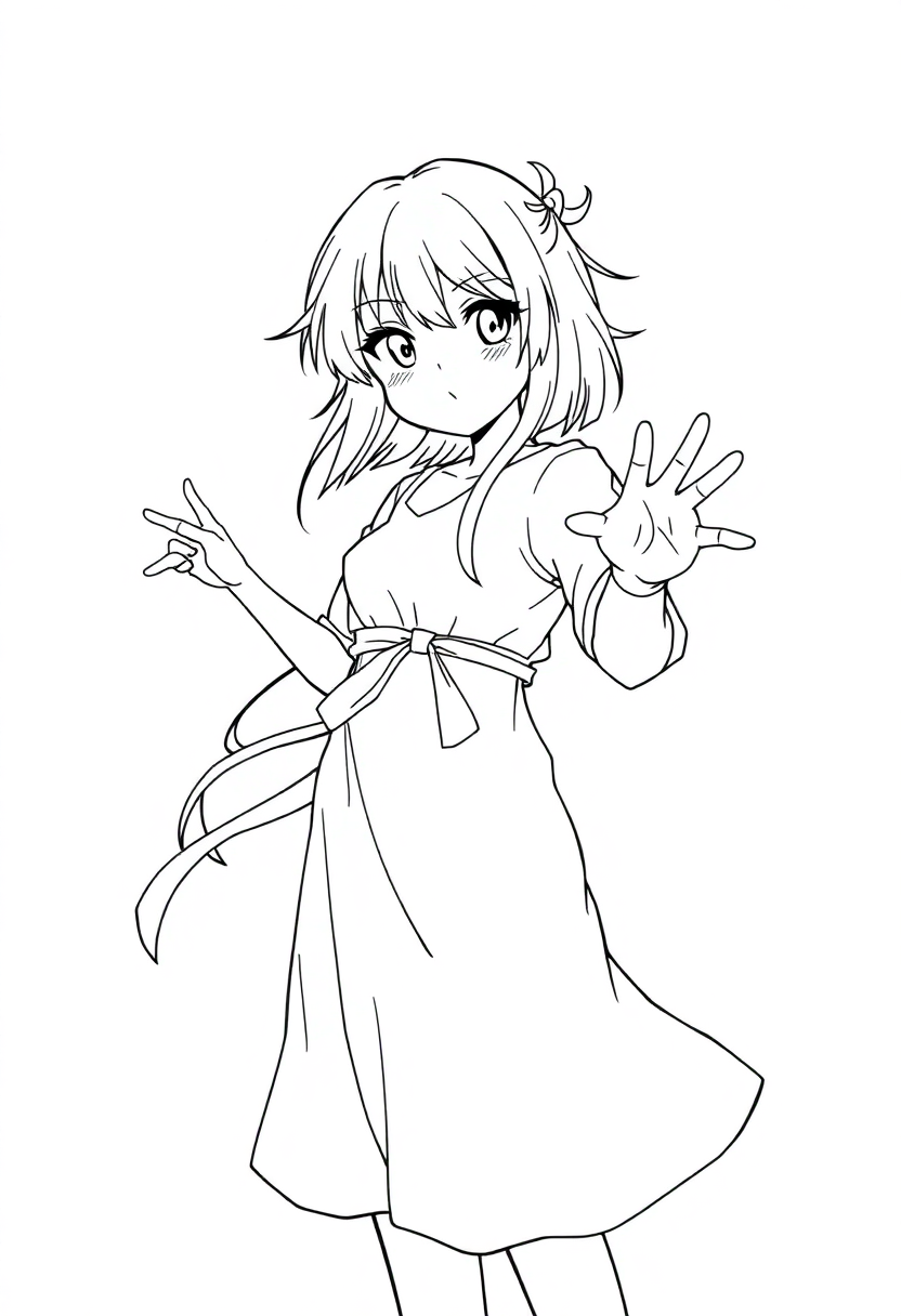 Anime Girl with Moon Powers coloring page, free printable