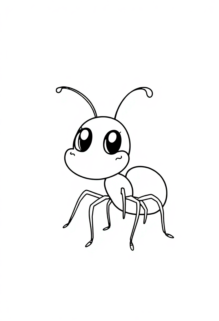 Ant coloring page, free printable