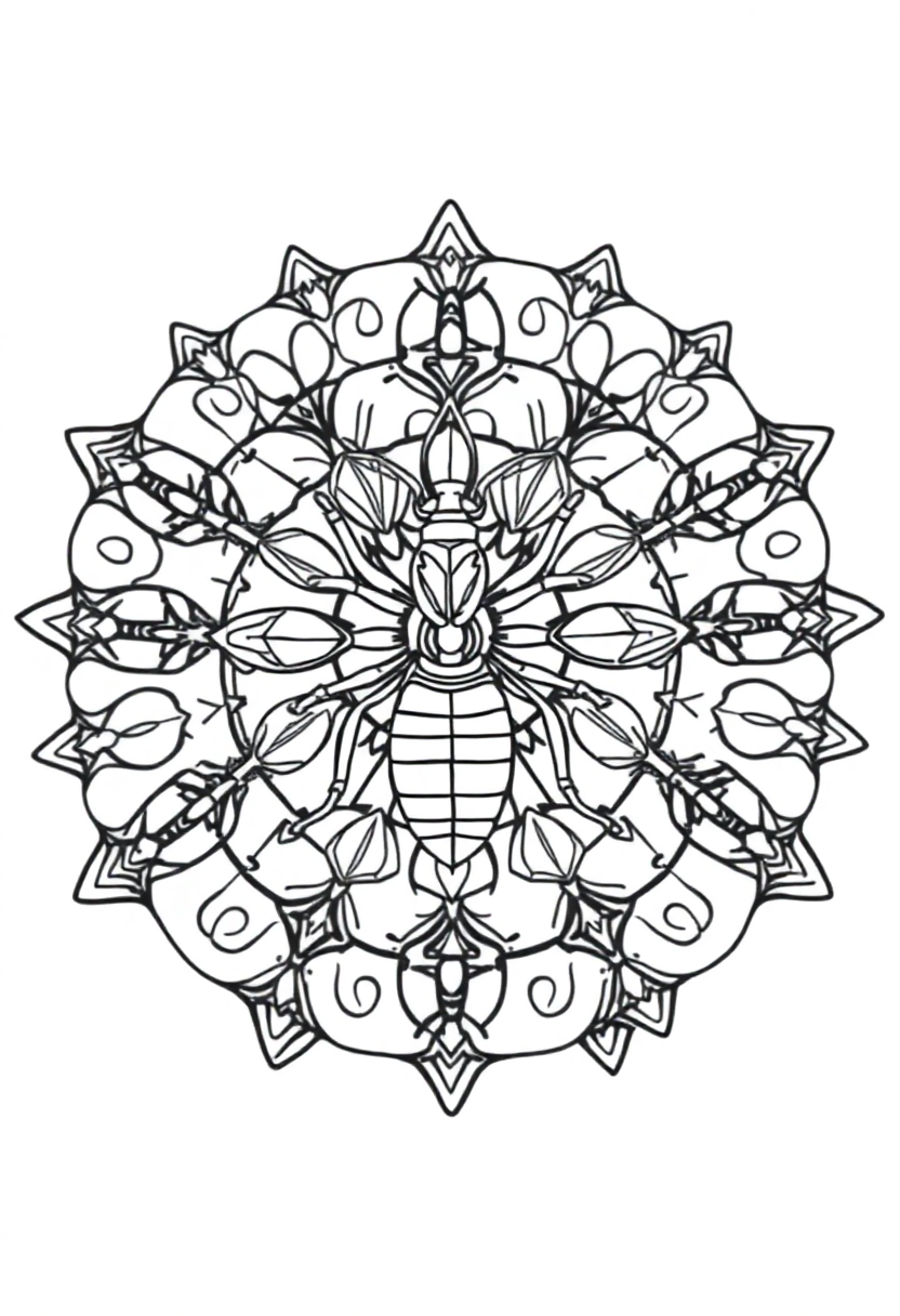Ant coloring page, free printable standard style for kids and adults