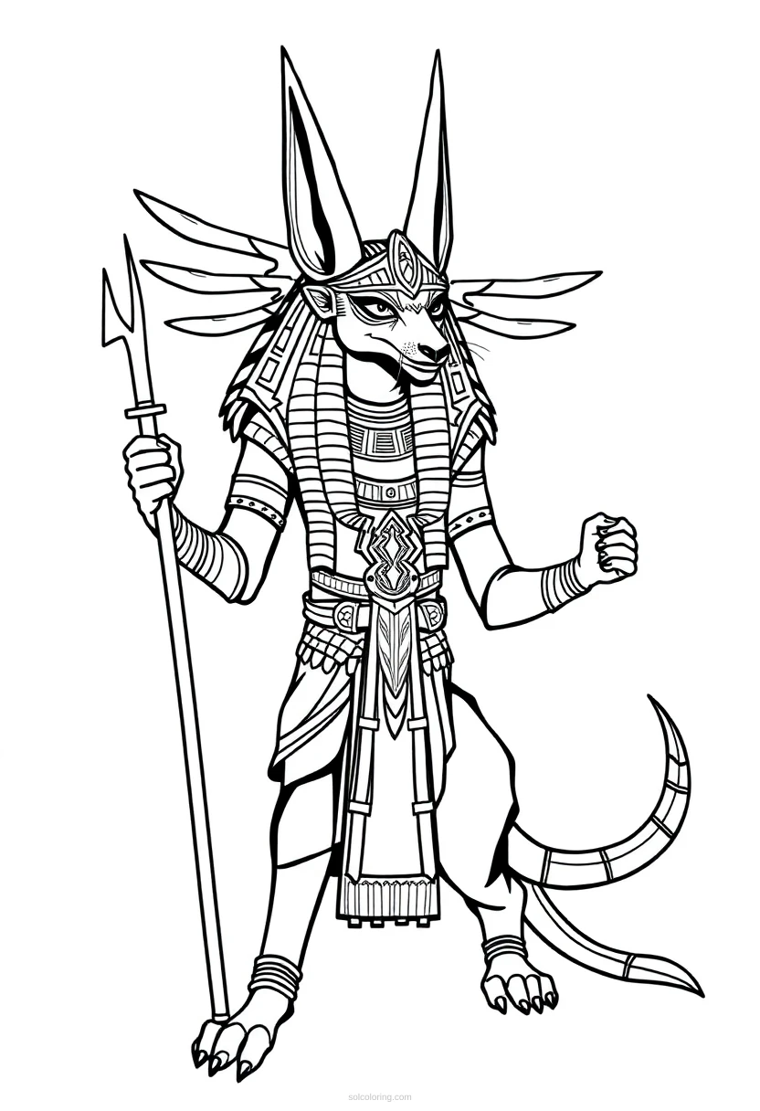 Anubis Jackal God coloring page for kids