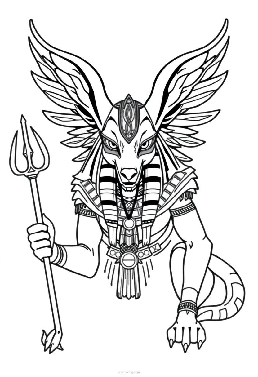 Anubis Jackal God coloring page for kids