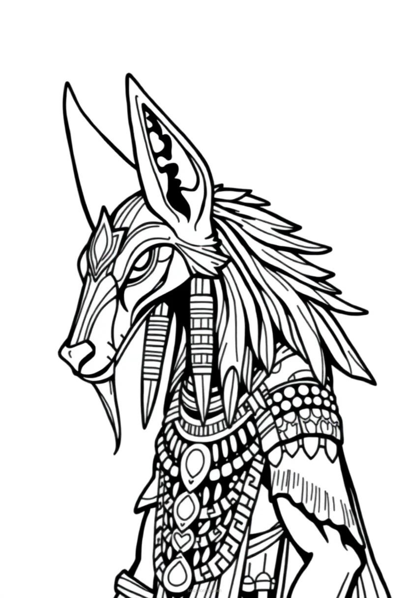 Anubis Jackal God coloring page for kids