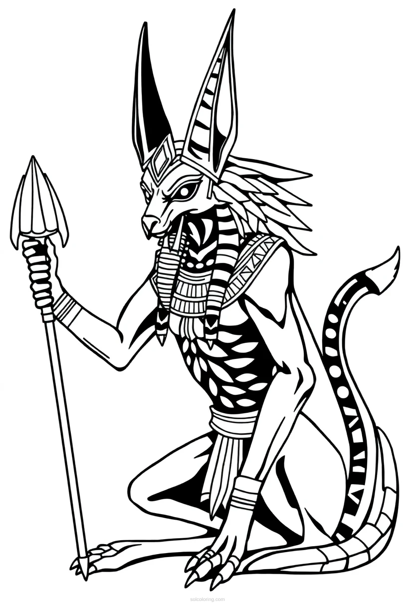 Anubis Jackal God coloring page for kids