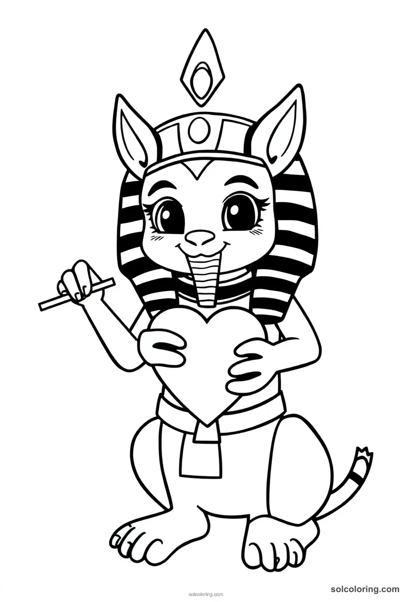 Cute Cartoon Anubis Weighing the Heart cute cartoon coloring page for kids