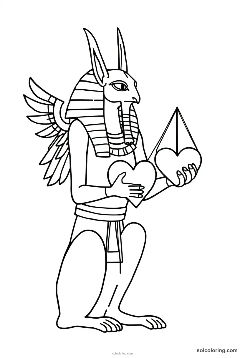Simple Anubis Weighing the Heart simple coloring page for kids