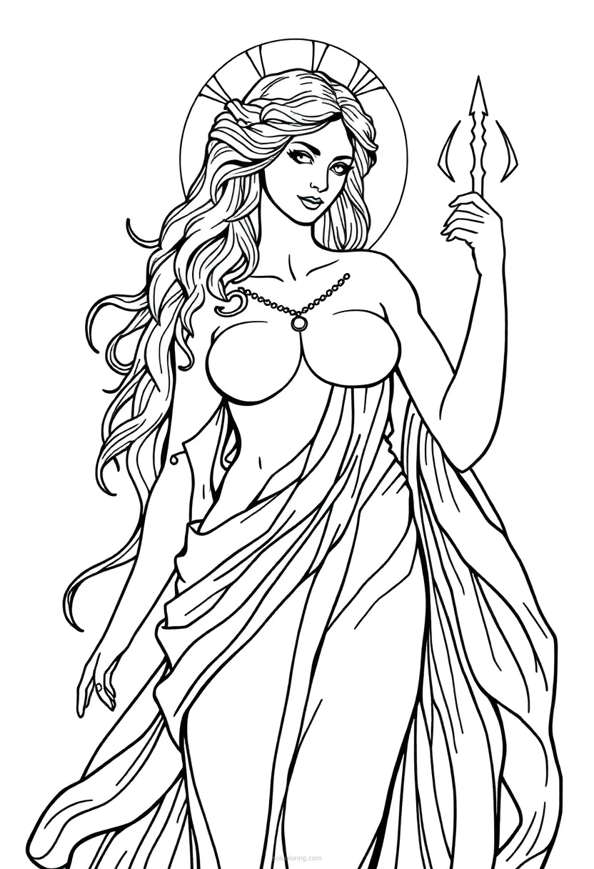 Aphrodite Love Goddess coloring page for kids